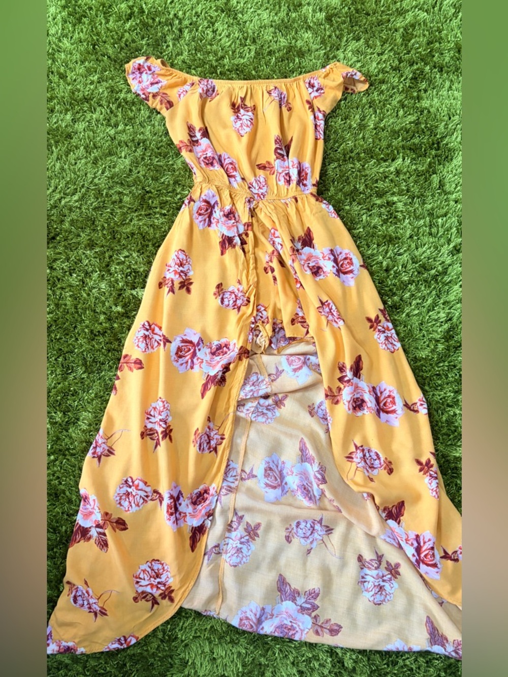 Rue21 Yellow Floral Off-Shoulder Dress